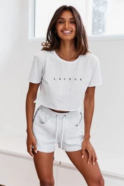 Lounge Underwear Cropped T-Shirt - Ash White Tops Und Hoodys