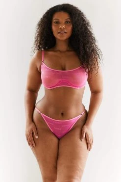 Lounge Underwear Bold Mesh Bra (Set) - Hot Pink