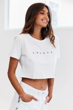 Lounge Underwear Cropped T-Shirt - Ash White Tops Und Hoodys