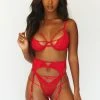 Lounge Underwear Lace Maya Intimates Thong & Suspender Belt (Set) - Maroon