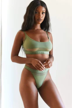 Lounge Underwear BH Ohne Bügel Sets Mesh Bra (Set) - Khaki