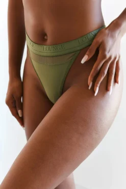 Lounge Underwear Mesh Thong (Set) - Khaki