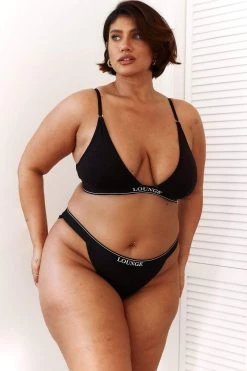 Lounge Underwear Bamboo Minimal Triangle Bra (Set) - Black BH Ohne Bügel Sets