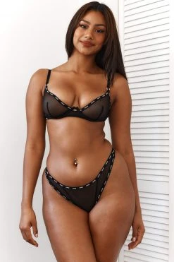 Lounge Underwear Mesh Balcony Bra (Set) - Black Bügel-BH Sets