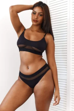 Lounge Underwear Mesh Bra (Set) - Black