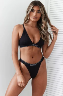 Lounge Underwear Bamboo Minimal Triangle Bra (Set) - Black BH Ohne Bügel Sets