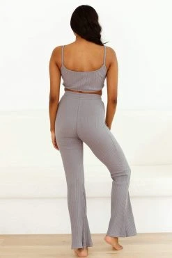 Lounge Underwear Outlet Ribbed Crop Top (Set) - Charcoal