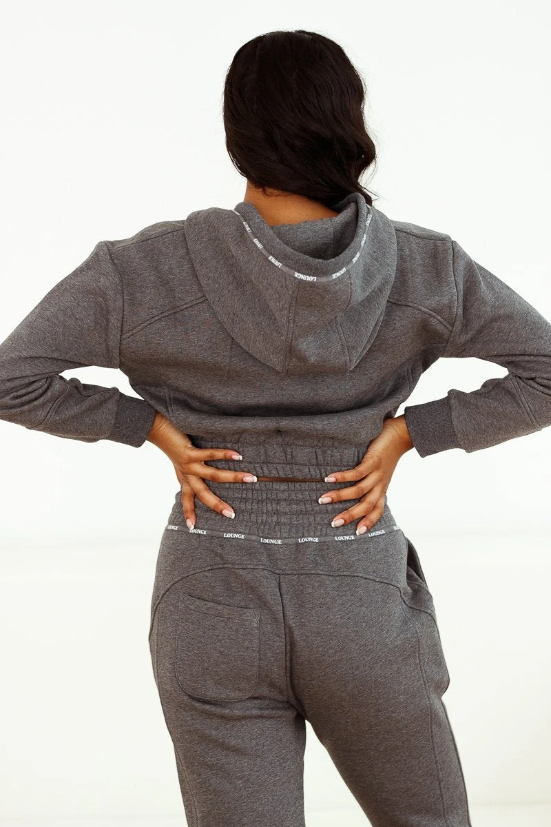 Lounge Underwear Outlet Zip Up Scrunchie Hoodie - Charcoal Outlet 6 Lounge Underwear Outlet Zip Up Scrunchie Hoodie - Charcoal Outlet