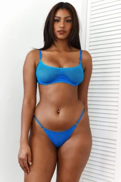 Lounge Underwear Bold Mesh Bra (Set) - Cobalt Blue Nichtgepolsterte