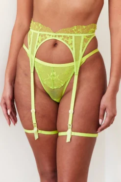 Lounge Underwear Carmen Intimates Thong & Suspender Belt (Set) - Lime