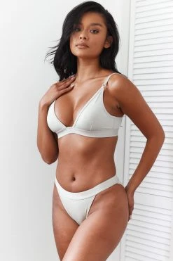 Lounge Underwear Bamboo Minimal Triangle Bra (Set) - Olive