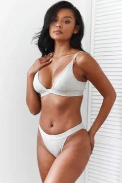 Lounge Underwear Bamboo Minimal Triangle Bra (Set) - Olive 16 Lounge Underwear Bamboo Minimal Triangle Bra (Set) - Olive