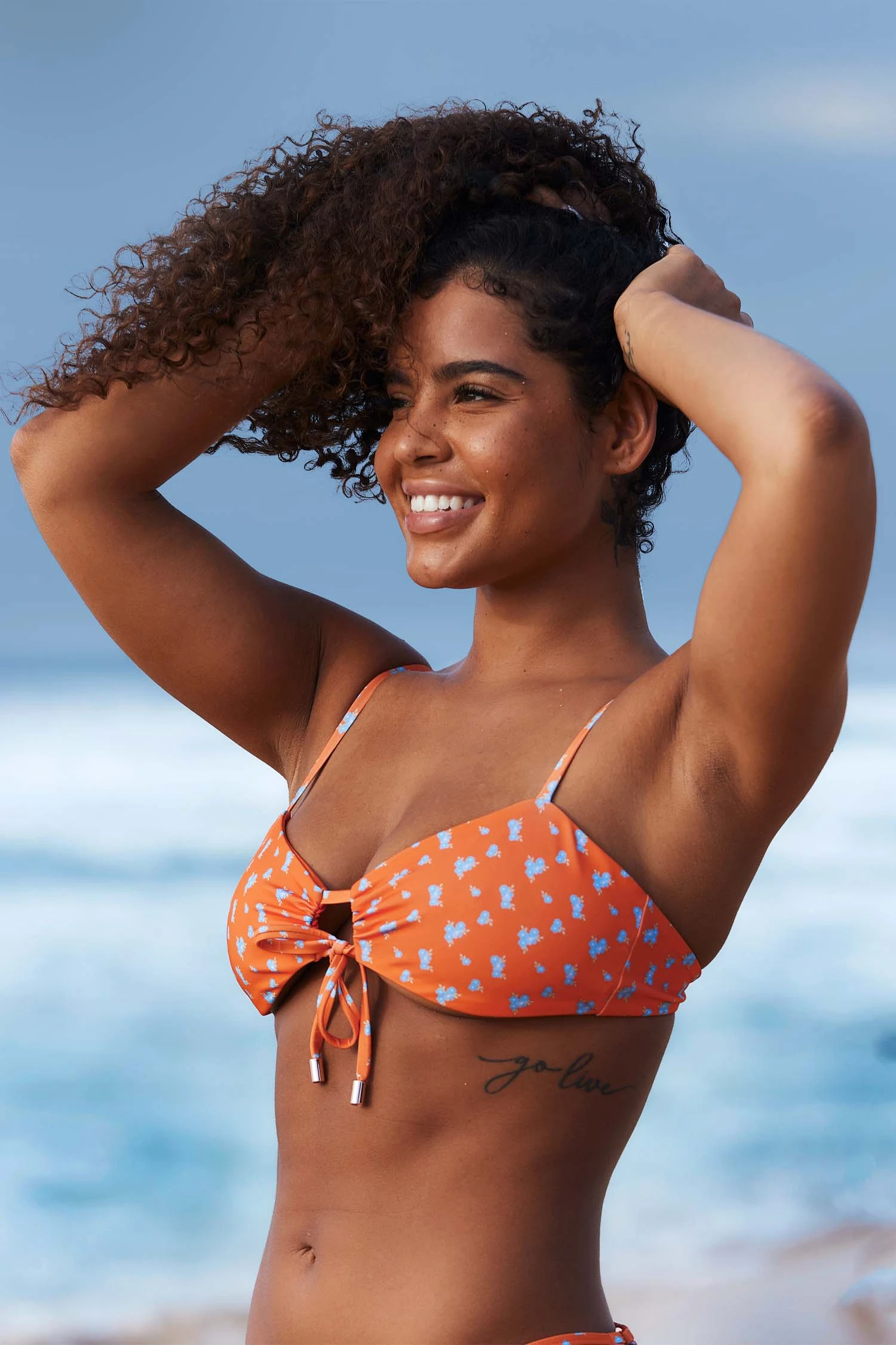 5OrangeFloralSwimBra-Malaika.jpg Lounge Underwear Floral Bikini Top - Orange