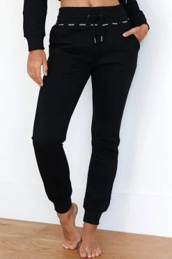 Lounge Underwear Jogger Und Hose High Waisted Scrunchie Joggers - Black