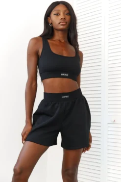 Lounge Underwear Essential Crop Top (Set) - Black