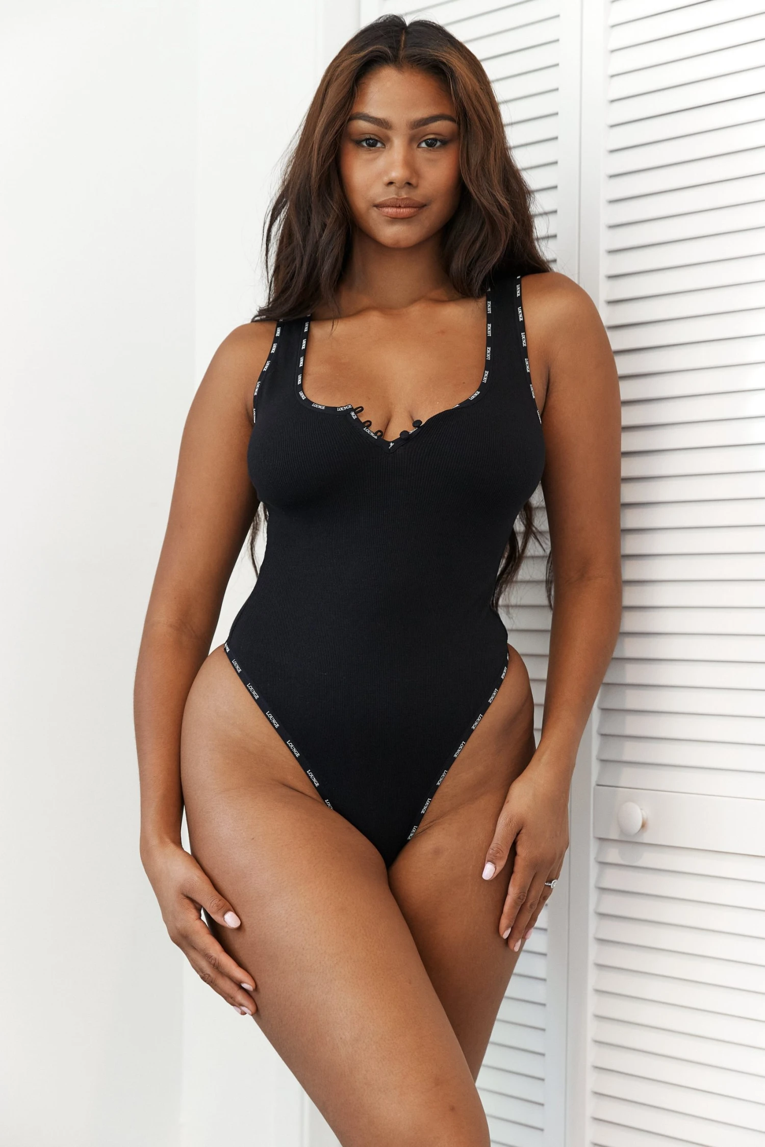 6BlackRibbedBodysuit-Nayeli.jpg Lounge Underwear Essential Bodysuit - Black Tops Und Hoodys