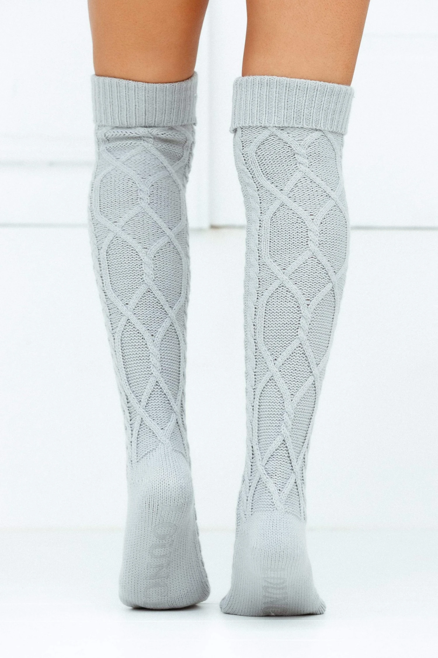6GreyKneeHighKnittedSocks-Mollie_S-M.jpg Lounge Underwear Knee-High Cosy Knitted Socks - Grey Schlaf