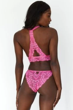Lounge Underwear Lace Triangle Bra (Set) - Hot Pink