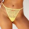 Lounge Underwear Peephole Lace Strappy Thong - Lemon String Und Slip