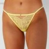 Lounge Underwear Peephole Lace Strappy Cheeky Briefs - Lemon