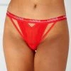 Lounge Underwear String Und Slip V Detail Lace Cheeky Briefs - Red 1 Lounge Underwear String Und Slip V Detail Lace Cheeky Briefs - Red