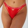 Lounge Underwear V Detail Lace Thong - Red String Und Slip