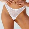 Lounge Underwear String Und Slip Picot Edged Lace Thong - White