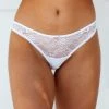 Lounge Underwear Picot Edged Lace Cheeky Briefs - White String Und Slip