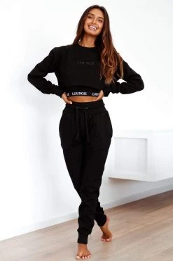 Lounge Underwear Tops Und Hoodys Two Piece Bralette & Cropped Jumper - Black 7 Lounge Underwear Tops Und Hoodys Two Piece Bralette & Cropped Jumper - Black