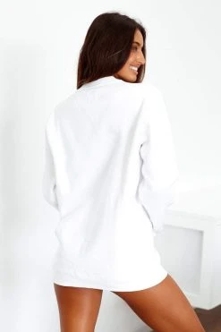 Lounge Underwear Crew Neck Jumper - White Tops Und Hoodys