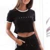 Lounge Underwear Cropped T-Shirt - Black Tops Und Hoodys