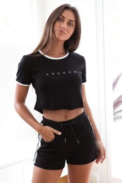 Lounge Underwear Cropped T-Shirt - Black Tops Und Hoodys