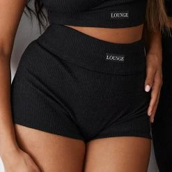 Lounge Underwear Ribbed High Waisted Shorts - Black 10 Lounge Underwear Ribbed High Waisted Shorts - Black