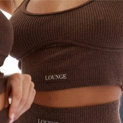 Lounge Underwear Ribbed Crop Top - Chocolate Leggings Sets