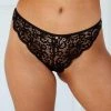 Lounge Underwear String Und Slip Floral Lace Cheeky Briefs - Black