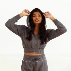 Lounge Underwear Outlet Zip Up Scrunchie Hoodie - Charcoal Outlet 11 Lounge Underwear Outlet Zip Up Scrunchie Hoodie - Charcoal Outlet