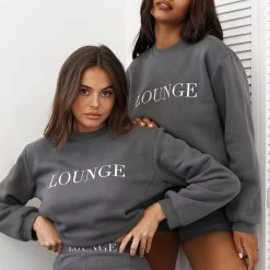 Lounge Underwear Tops Und Hoodys Essential Jumper - Charcoal