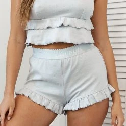 Lounge Underwear Frill Pyjama Shorts - Frost