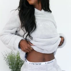 Lounge Underwear Teddy Hoodie - Frosted Grey Tops Und Hoodys