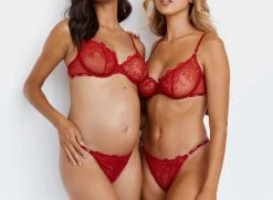 Lounge Underwear Illustration Balcony Bra (Set) - Maroon