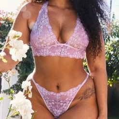 Lounge Underwear BH Ohne Bügel Sets Lace Triangle Bra (Set) - Lilac