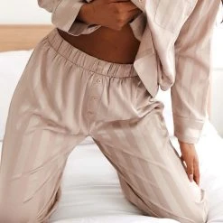 Lounge Underwear Bestsellers Striped Satin Pyjama Trousers - Mink