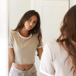 Lounge Underwear Cropped T-Shirt - Mink Tops Und Hoodys