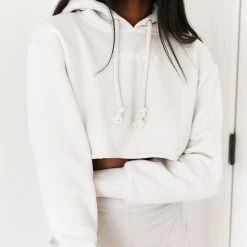 Lounge Underwear Tops Und Hoodys Comfy Cosy Cropped Hoodie - Cream
