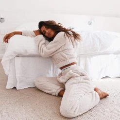 Lounge Underwear Jogger Und Hose Teddy Joggers - Oatmeal Cream