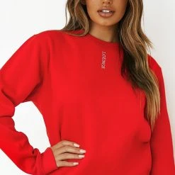Lounge Underwear Outlet Crew Neck Jumper - Red 10 Lounge Underwear Outlet Crew Neck Jumper - Red