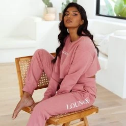 Lounge Underwear Outlet Outlet Two Piece Bralette & Cropped Jumper - Smoked Pink