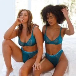Lounge Underwear Outlet Silk Balcony Bra (Set) - Turquoise 10 Lounge Underwear Outlet Silk Balcony Bra (Set) - Turquoise