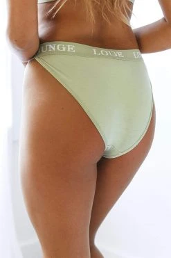 Lounge Underwear Bamboo Triangle Briefs - Olive String Und Slip